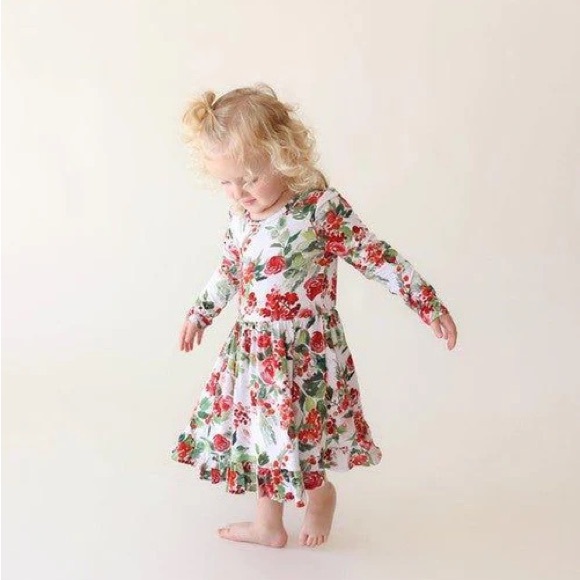 NWT Posh Peanut Beatrix Ruffled Twirl Dress 3/4 Holiday Bamboo - Picture 3 of 7